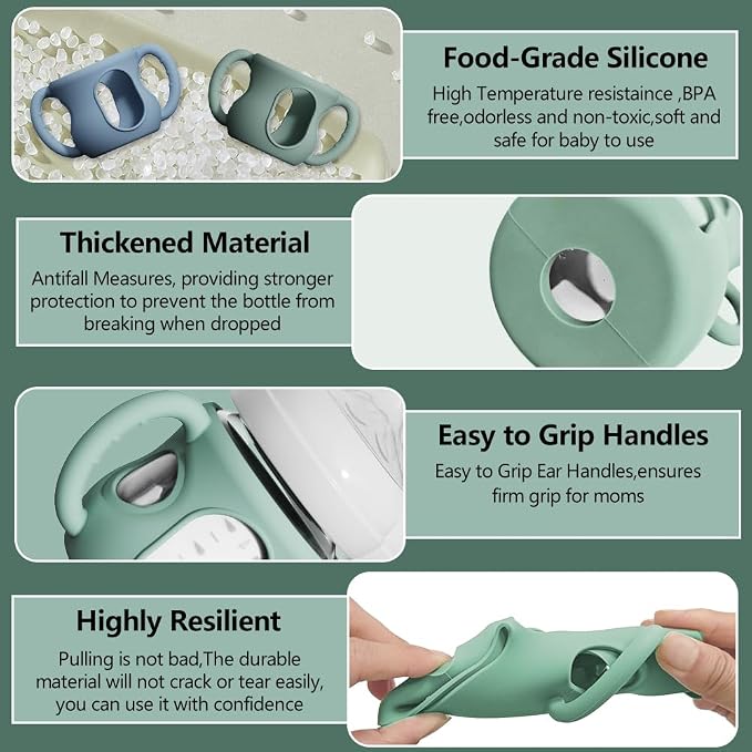2 Pack Silicone Sleeves for Avent Natural Glass Baby Bottles, Anti Breakage - Image 3