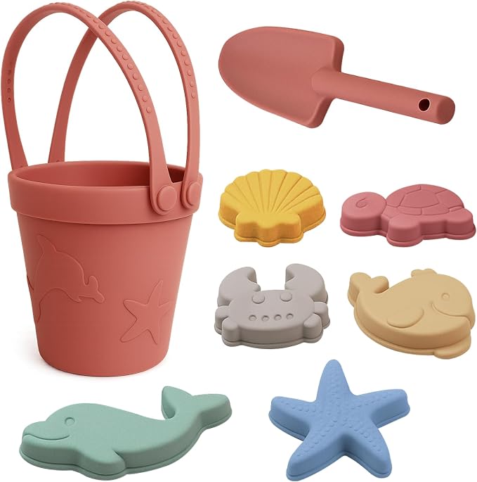Silicone Beach Toys for Toddlers, Travel Friendly Sand Toys for Babies 6-12 by ROHSCE