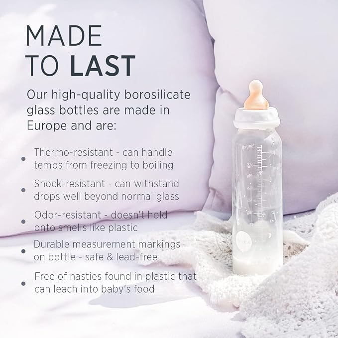 HEVEA Standard Neck Glass Baby Bottles - Image 6