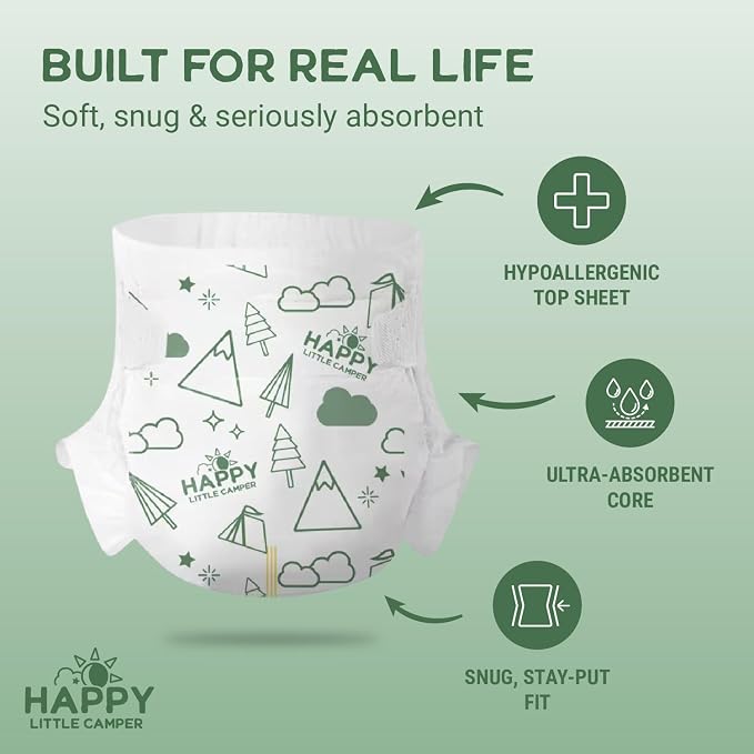 Happy Little Camper Ultra-Absorbent Super Saver Baby Diapers Size 3 - Image 2