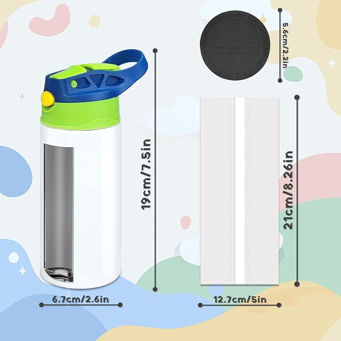 Kids Sublimation Tumbler, 12oz Sublimation Water Bottle Blanks, Straight - Image 6