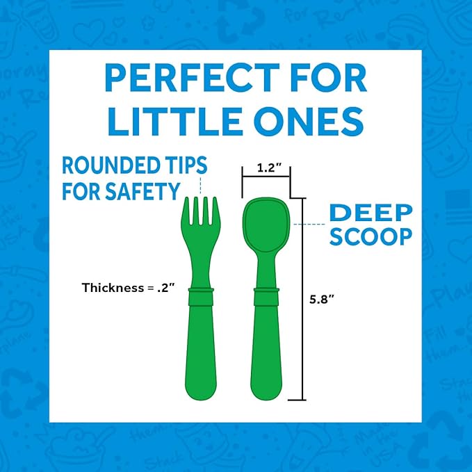 Re-Play 3x3 Divided Toddler Plates and Utensils Set - Image 7