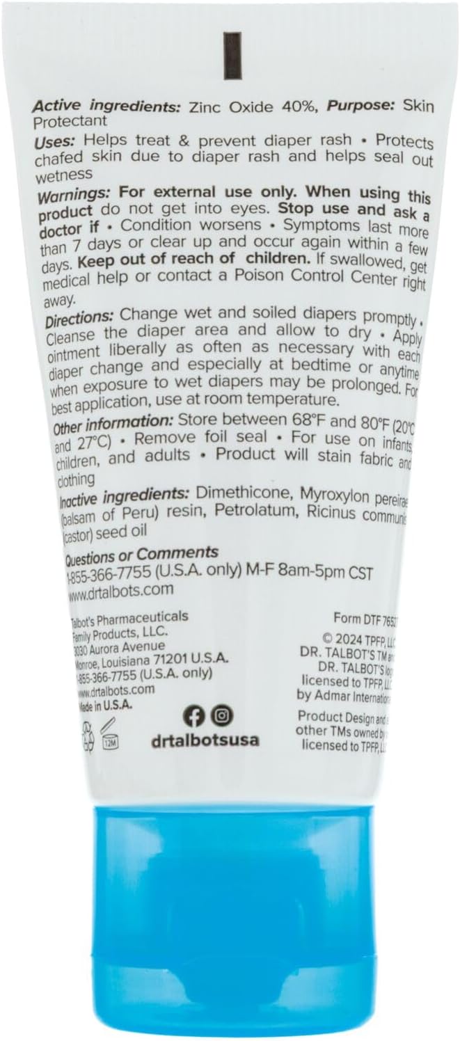 Dr. Talbot's Maximum Strength Diaper Rash Ointment - 2 oz - Zinc Oxide Skin - Image 8