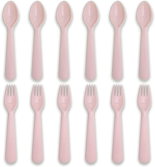 12 Pcs Kids Spoons and Forks Toddler Utensils Plastics Reusable Silverware Baby by Muulaii
