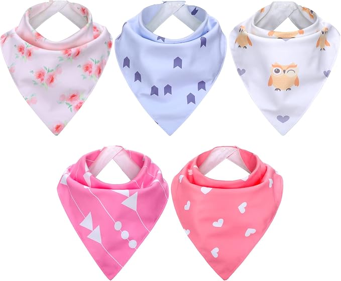 Janmercy 5 Pack Adult Drool Bandana Bibs Soft Adjustable Absorbent Christmas by Janmercy