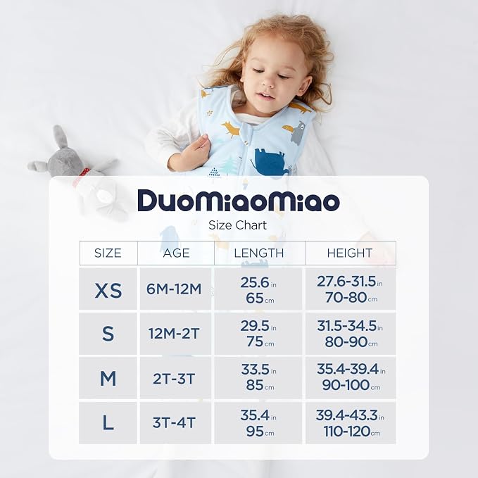 Duomiaomiao 2 Pack 0.5 TOG Toddler Sleep Sack 24-36 Months 100% Cotton - Image 7