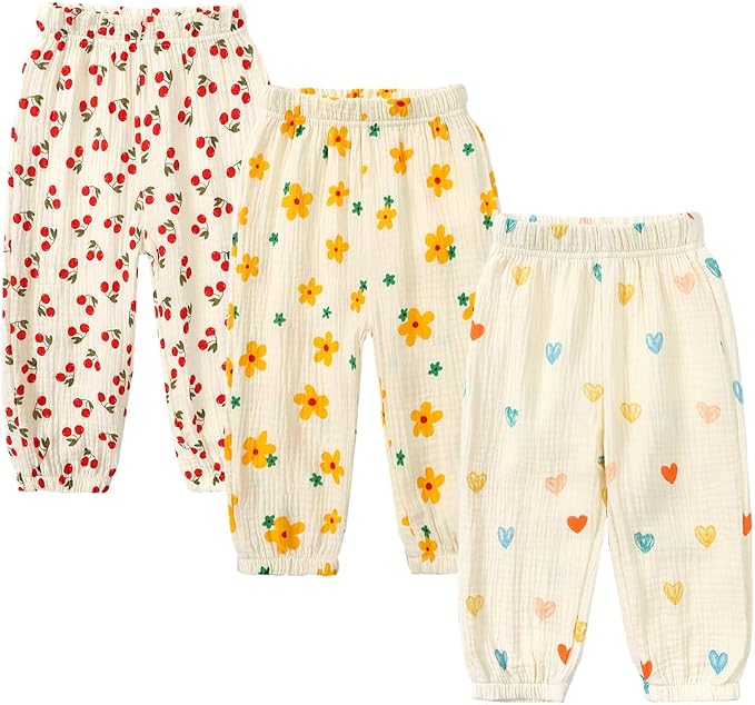 MYGBCPJS Baby Boys Girls Cotton Linen Trousers Kids Casual Ankle Pants Loose by MYGBCPJS