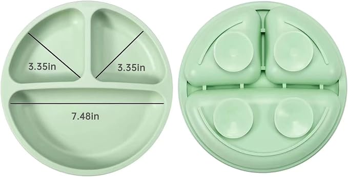 PandaEar Silicone Baby Feeding Set| 2 Pack Silicone Divided Suction Plate and 2 - Image 3