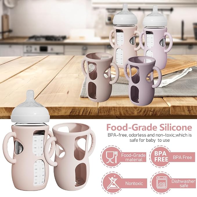 2 Pack Silicone Sleeves for Avent Natural Glass Bottles, Anti Breakage Baby - Image 6