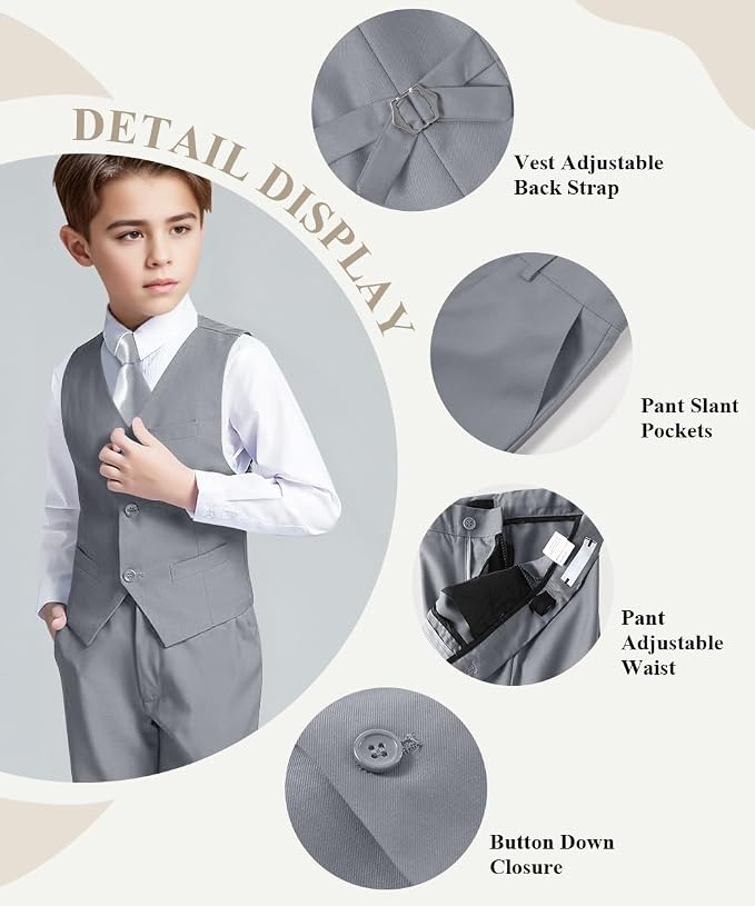 Visaccy Boys Suits Slim Fit Dress Clothes Ring Bearer Outfit - Image 2