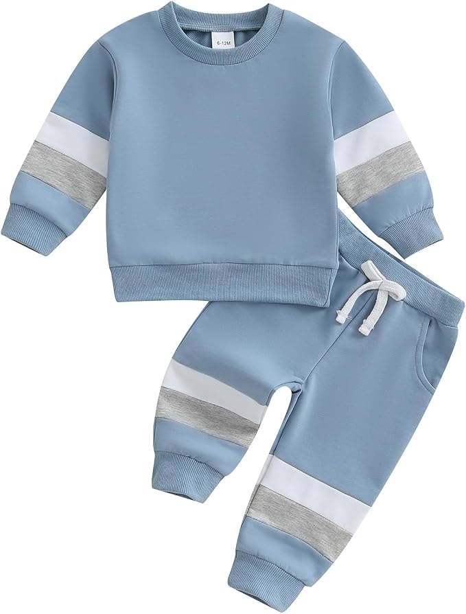 Kupretty Toddler Baby Boy Fall Winter Clothes Color Block Long Sleeve by Kupretty