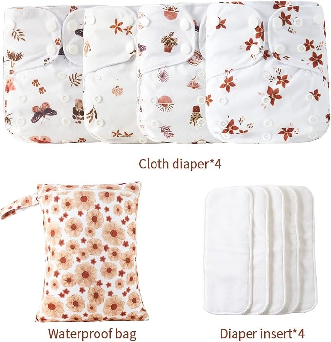 HappyFlute 9 Sets Newborn Baby Cloth Pocket Diapers One Size Adjustable Reusable - Image 2