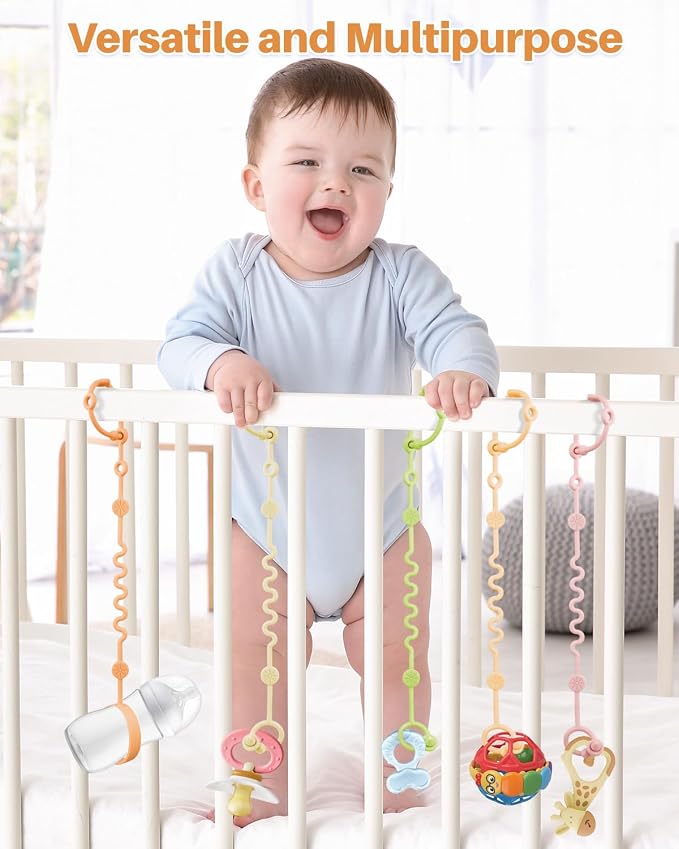 Toy Straps for Baby, Silicone Baby Tether Pacifier Clip, No Throw Baby Travel - Image 3