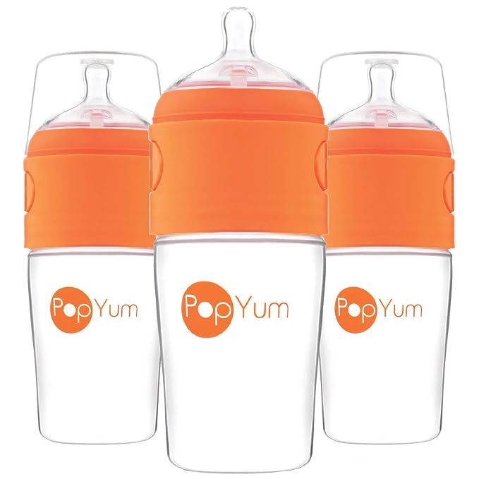 PopYum 9 oz Orange Anti-Colic Formula Making/Mixing/Dispenser Baby Bottles by PopYum