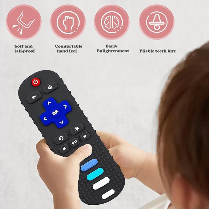2-Pack Baby Teething Toys-TV Remote Control Shape Silicone Infants Teething Toys - Image 2