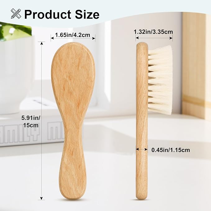 Baby Hair Brush, Wooden Baby Hair Brush - Image 4