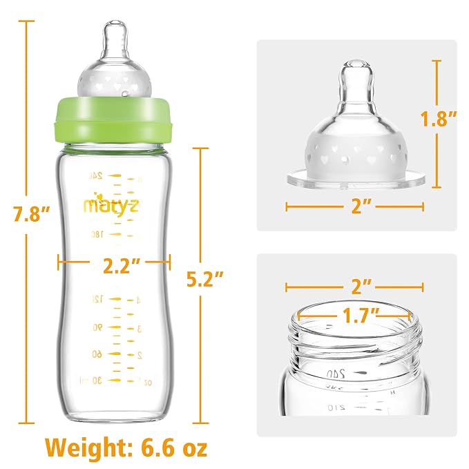 Matyz Glass Breastmilk Baby Feeding Bottle - Image 6