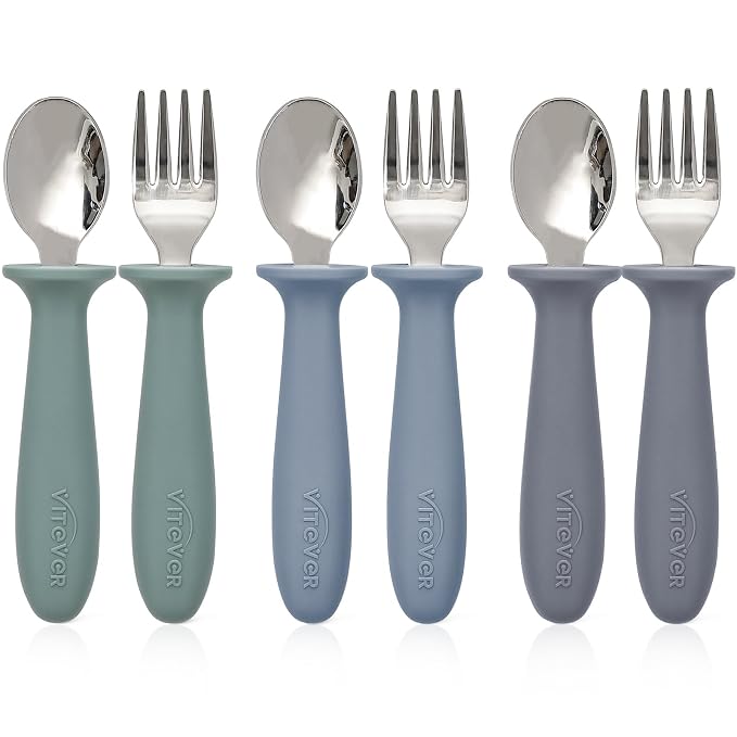 6 Pieces Toddler Utensils, Kids Safe Spoons and Forks, Children Silverware Set by VITEVER