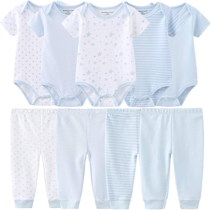 Baby Layette Set Baby Boys' 9-Piece Bodysuits Pants Set Toddler Girl Boy Unisex by Kiddiezoom