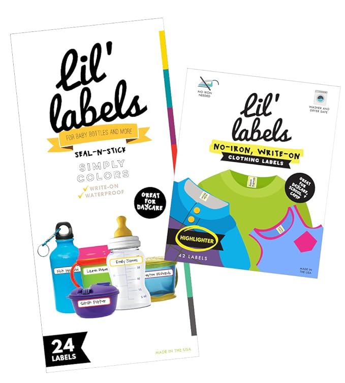 Lil' Labels Daycare Value Pack Bottle and Clothing Labels, Waterproof, by LilLabels