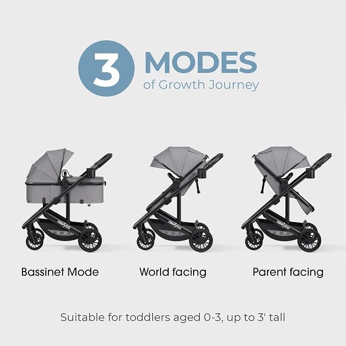 newyoo Bassinet Stroller for Baby, Nestro 516M, Convertible Infant Strollers w - Image 5