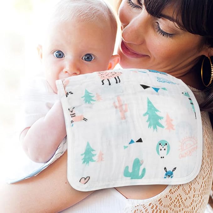 Yoofoss Muslin Burp Cloths for Baby 10 Pack 100% Organic Cotton Baby Washcloths - Image 3