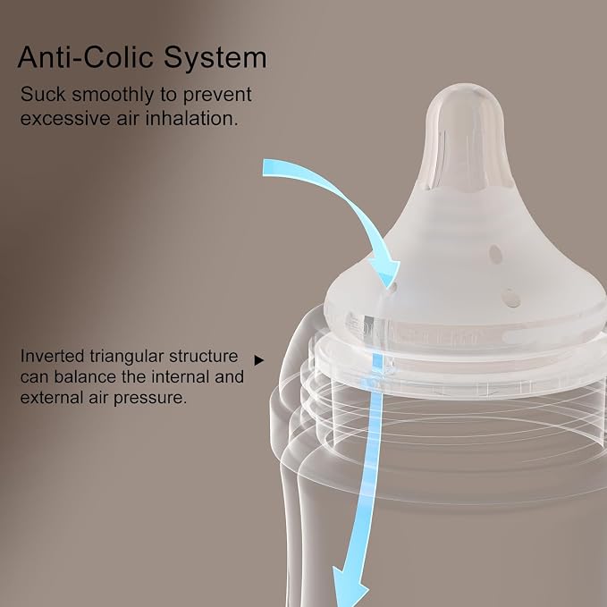 Natural Glass Baby Bottles Gentle & Extra Slow Flow, Newborn Breastfeeding - Image 4