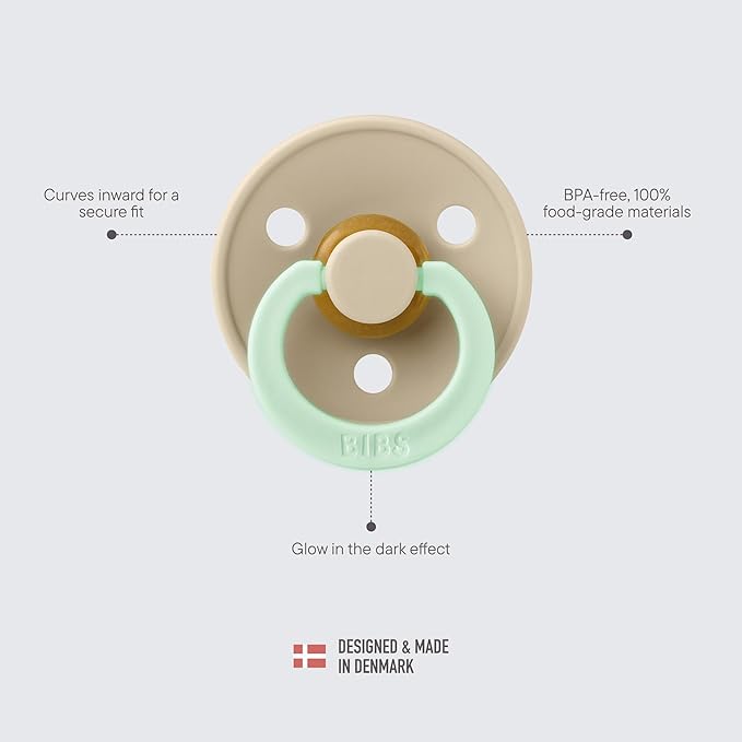 BIBS Colour Night Glow in The Dark Soother 2-Pack, BPA Free Dummy Pacifier - Image 4
