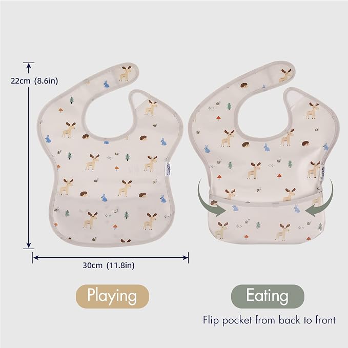 Soarwg Kids Baby Bibs, 5 Pack Waterproof Bibs - Image 2