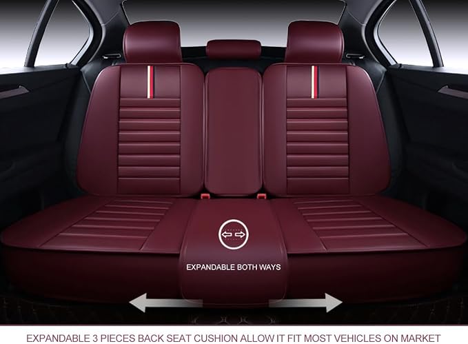 OASIS AUTO Car Seat Covers Premium Waterproof Faux Leather Cushion Universal - Image 7
