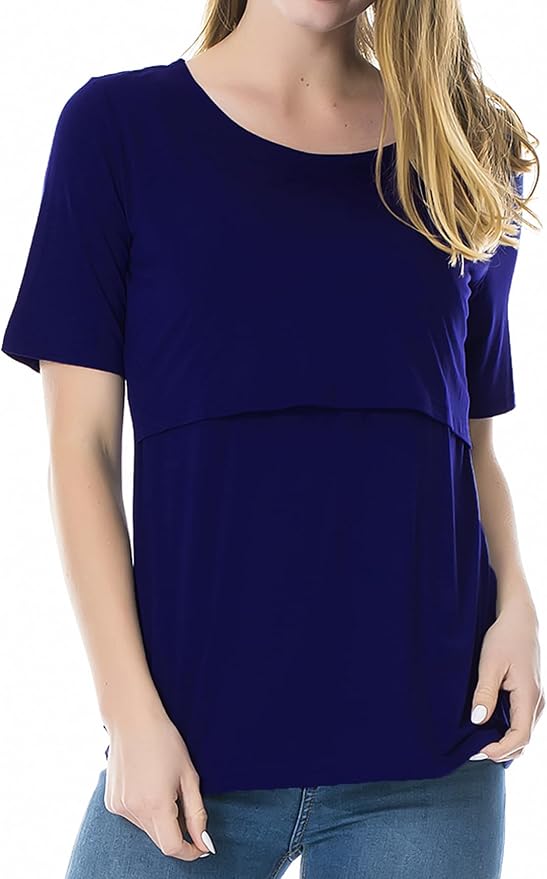 Smallshow Women's Maternity Nursing Tops Short Sleeve Breastfeeding Clothes - Image 4