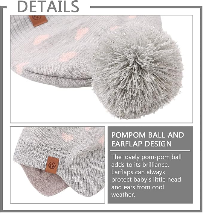 JANGANNSA Knitted Baby Hat Scarf Set Winter Warm Boys Girls Beanie Fleece - Image 5