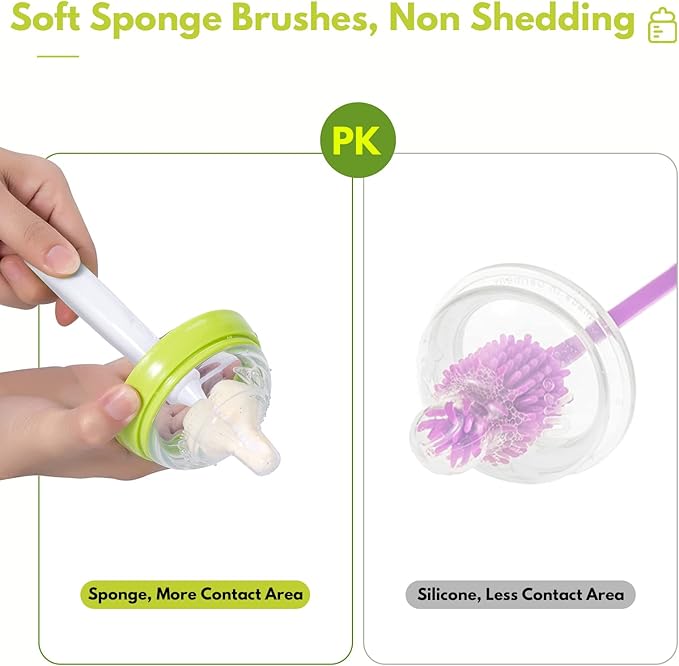 8 Pcs Sponge Nipple Bottle Brushes, Baby Bottle Brush - Image 5