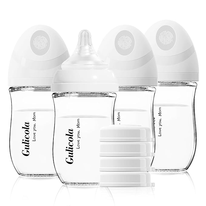 Gulicola Natural Glass Baby Bottle 4 Pack, Newborn Breastfeeding Bottles Set by GulicolaBaby