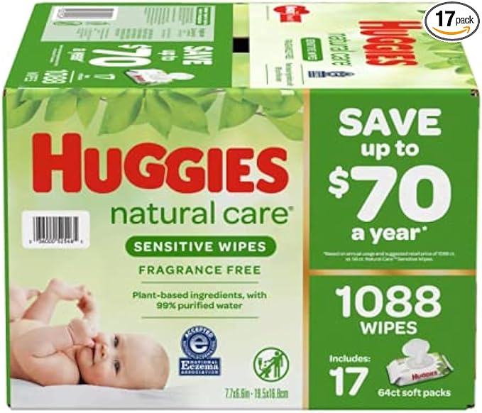 HUGGIES Natural Care Sensitive Baby Wipe Refill, Fragrance Free by Huggies%C2%AE