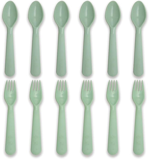 12 Pcs Kids Spoons and Forks Toddler Utensils Plastics Reusable Silverware Baby by Muulaii