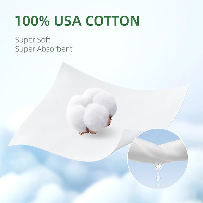 100% USA Cotton Baby Wipes for Sensitive Skin, 99% Purified Water Unscented Wet - Image 2