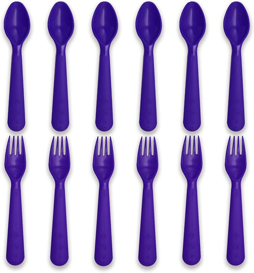12 Pcs Kids Spoons and Forks Toddler Utensils Plastics Reusable Silverware Baby by Muulaii