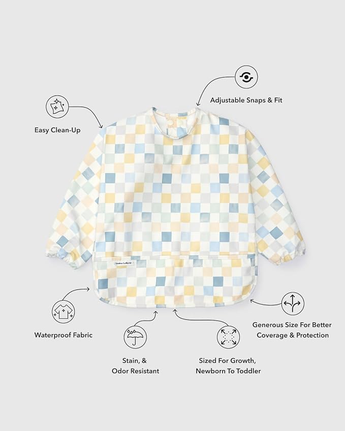 Loulou Lollipop Long Sleeve Mess Free Waterproof Bibs, - Image 2