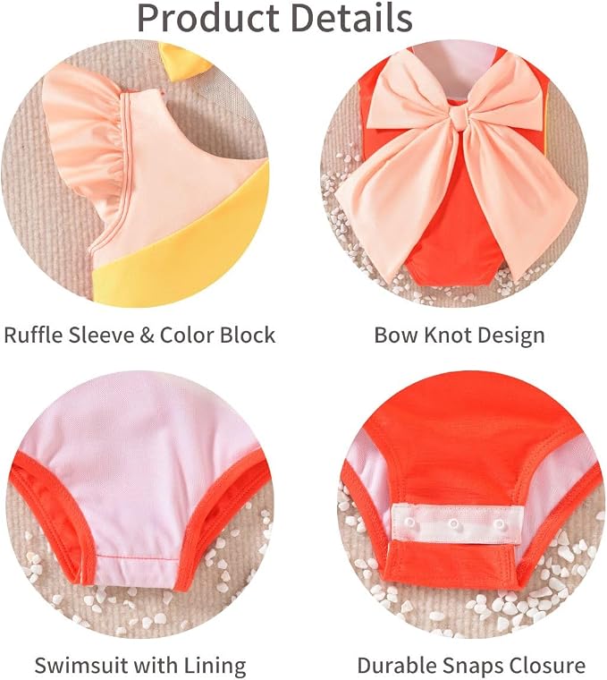 Toddler Girl Baby Ruffles Mermaid Fish Scale Swimsuit One Piece Swimwear - Image 4