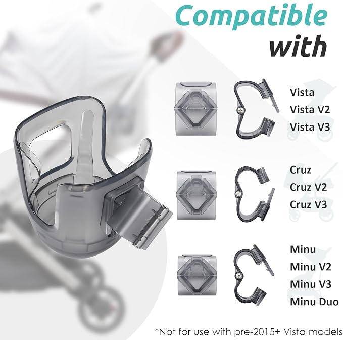 2 PCS Stroller Cup Holder Fits for UPPAbaby Vista/Vista V2/Vista V3/Cruz/Cruz - Image 2