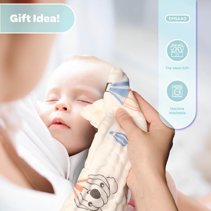 Muslin Baby Washcloths Baby Wipes Newborn Pack of 7-Car Patten, Absorbent Baby - Image 3