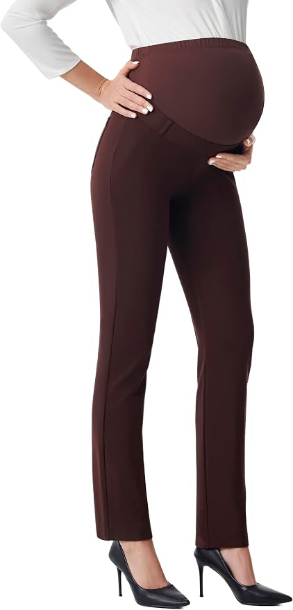 AFITNE Maternity Pants for Work Over The Belly Straight Leg Dress Slacks by AFITNE