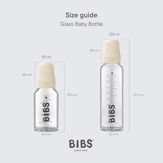 BIBS Baby Glass Bottle Complete Set 110 ml | BPA Free Natural Rubber | Made in - Image 3