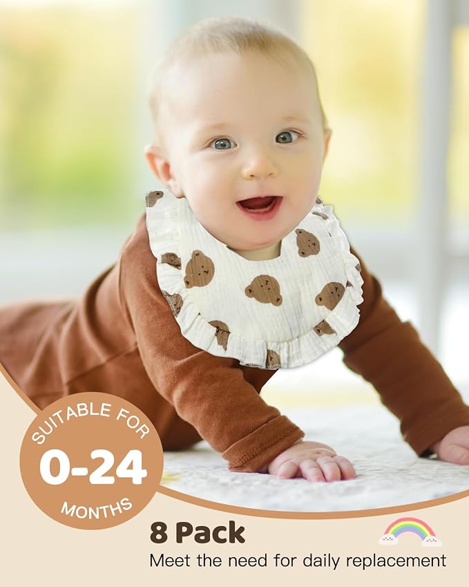 Lictin 8-Pack Muslin Baby Bibs - Image 3