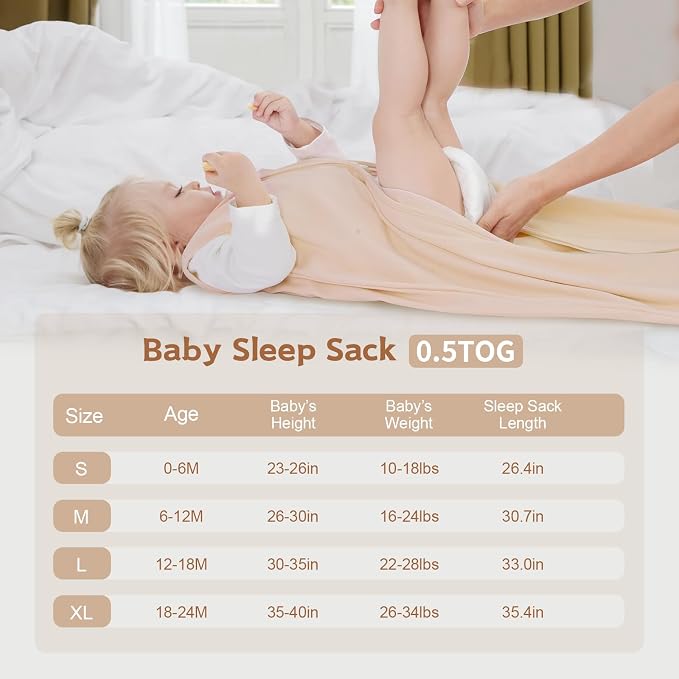 3 Pack Baby Sleep Sack 18-24 Months 100% Cotton TOG 0.5 Baby Sleeping Bag 2-Way - Image 4