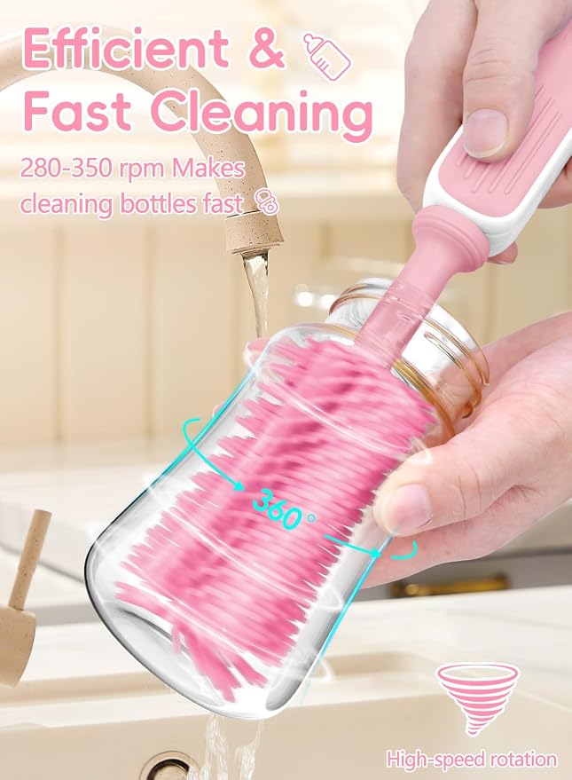 Electric Baby Bottle Brush Cleaner, Baby Travel Bottle Cleaner Kit- 2000mAh - Image 5