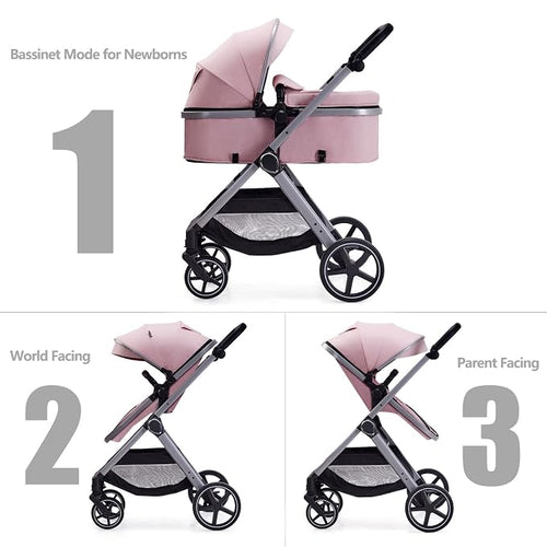 2 in 1 Baby Stroller, Newborn Infant Toddler Convertible Pram Stroller - Image 2
