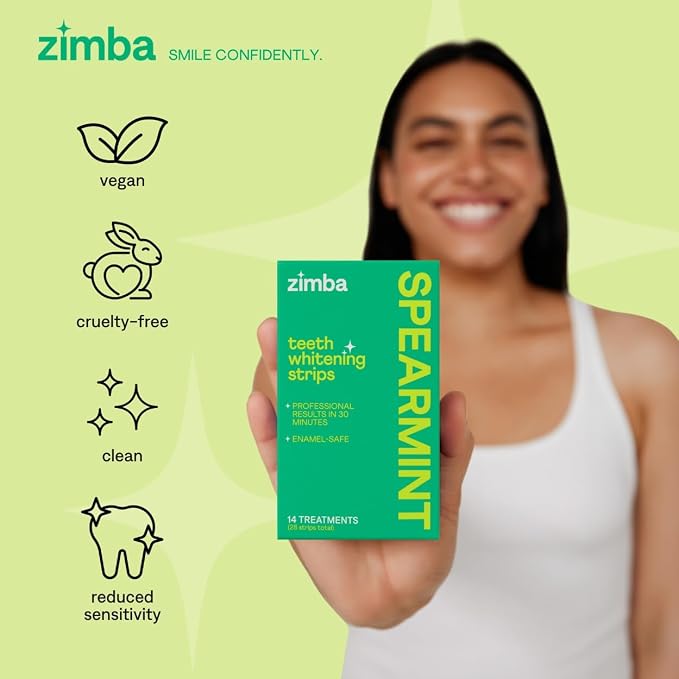 Zimba Spearmint Flavored Teeth Whitening Strips | Vegan, Enamel Safe Hydrogen - Image 3