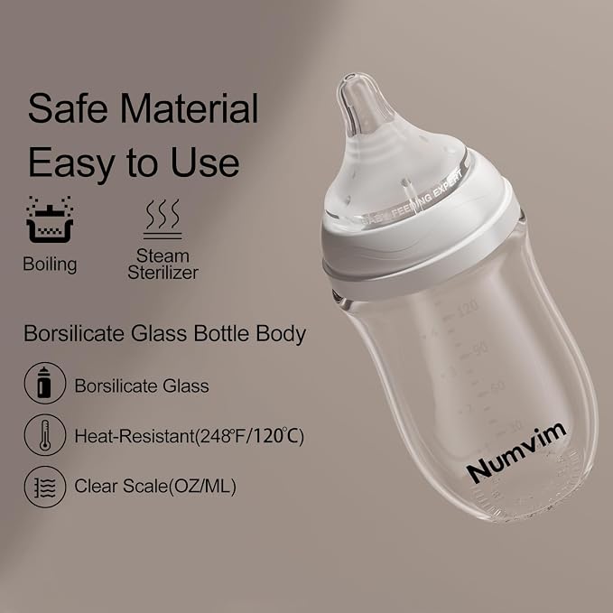 Natural Glass Baby Bottle for Breastfeeding Babies, Baby Essentials, Gentle - Image 6